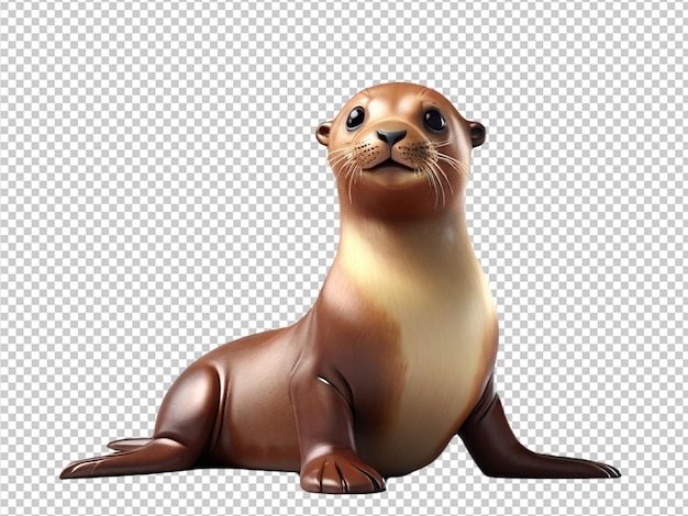 PSD psd of a cute 3d sea lion on transparent background