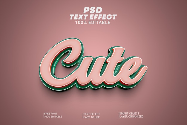 PSD Cute 3d text style effect
