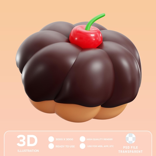 PSD illustrazione 3d di una torta carina