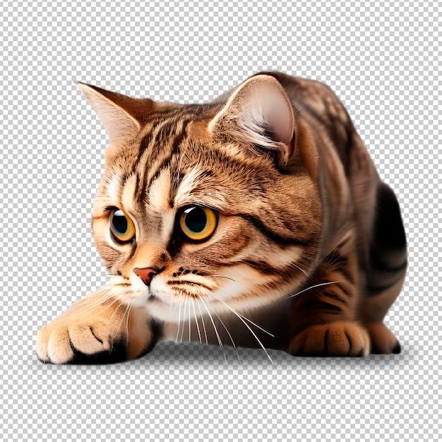 PSD cute cat in motion on a transparent background