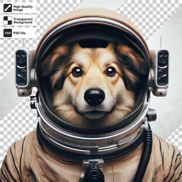 PSD psd a cute dog in an astronaut costume on transparent background with editable mask layer