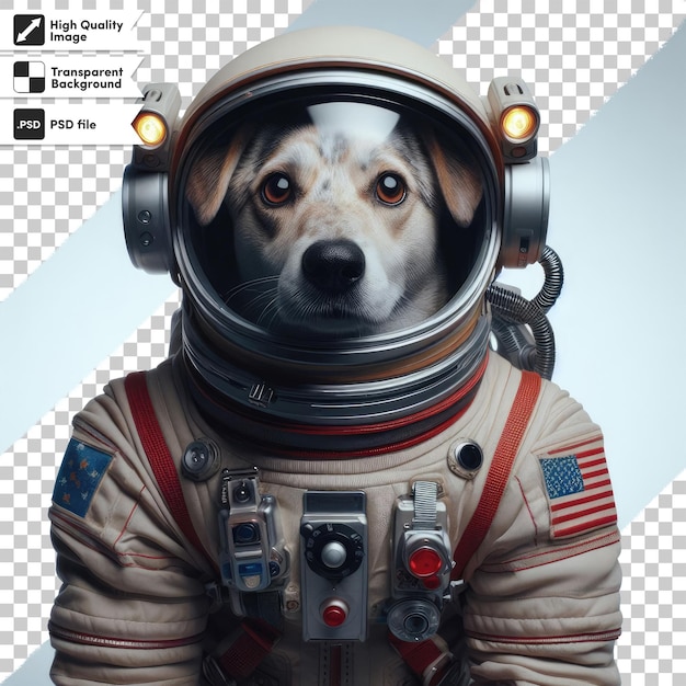 PSD psd un cane carino in un costume di astronauta su sfondo trasparente con strato di maschera modificabile