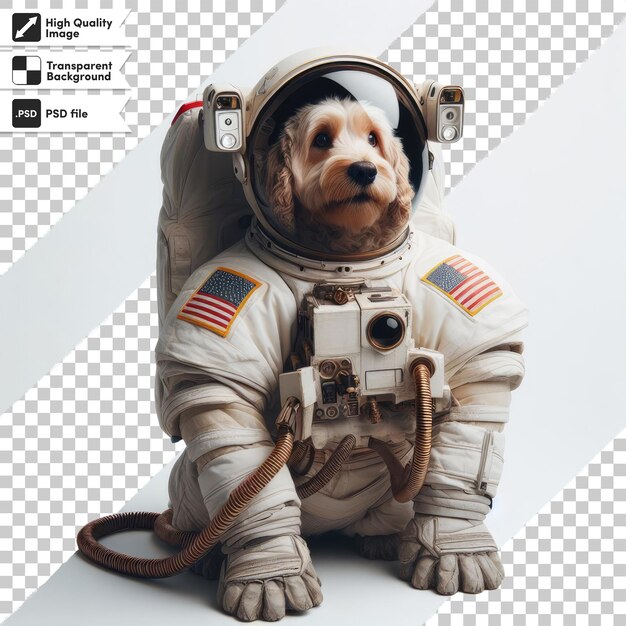PSD psd a cute dog in an astronaut costume on transparent background with editable mask layer