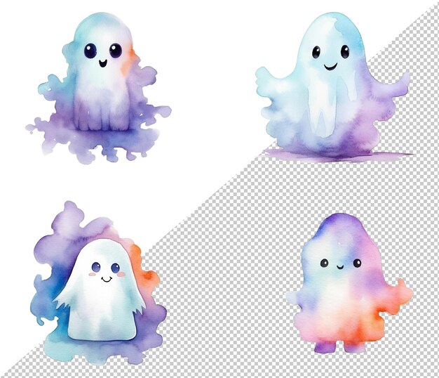 PSD Cute Ghost Watercolor clipart Transparent Files