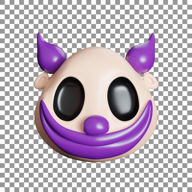 Psd cute halloween icon clown 3d rendering