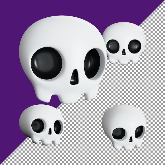 Psd cute halloween icon set cranio 3d rendering