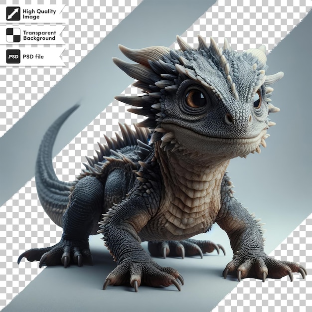 PSD psd cute little dragon on transparent background with editable mask layer