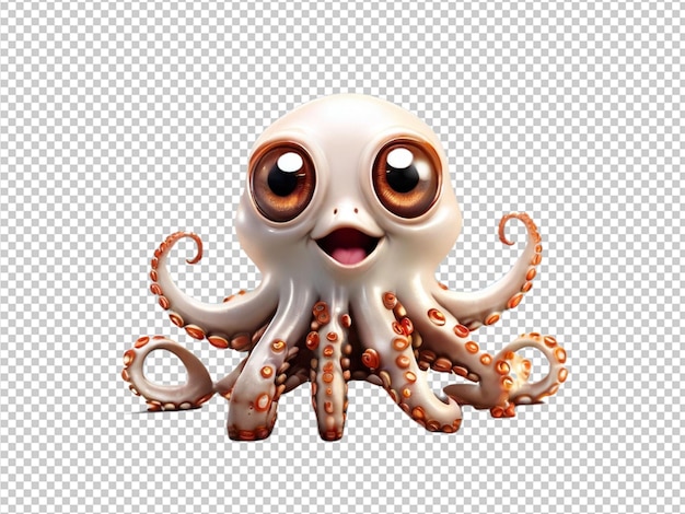 PSD psd of a cute octopus fish on transparent background