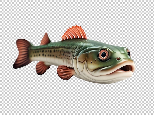 Psd of a cutest eel cod fish on transparent background