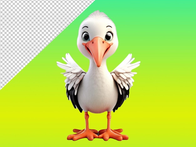 Psd of a cutest ever stork on transparent background