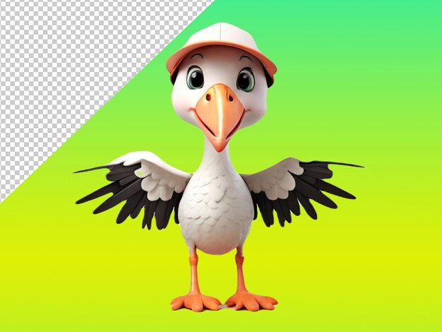 PSD psd of a cutest ever stork on transparent background