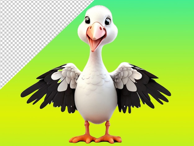 Psd of a cutest ever stork on transparent background