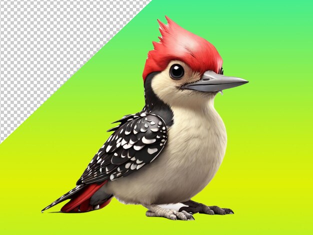 Psd of a cutest ever woodpecker on transparent background