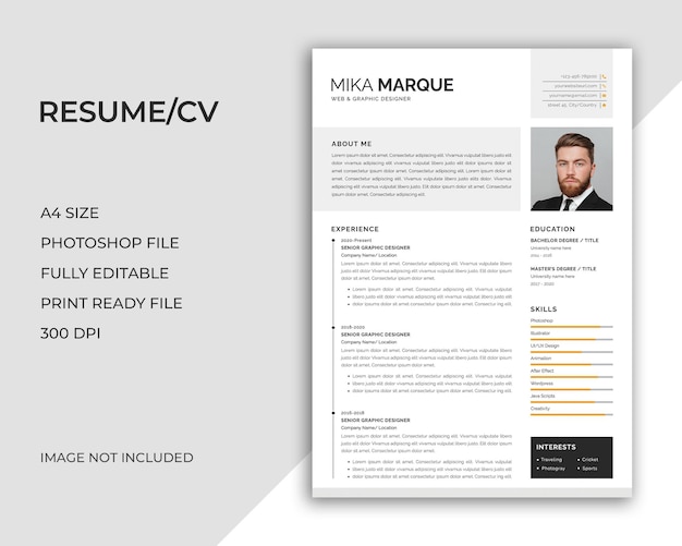 PSD psd cv-sjabloon