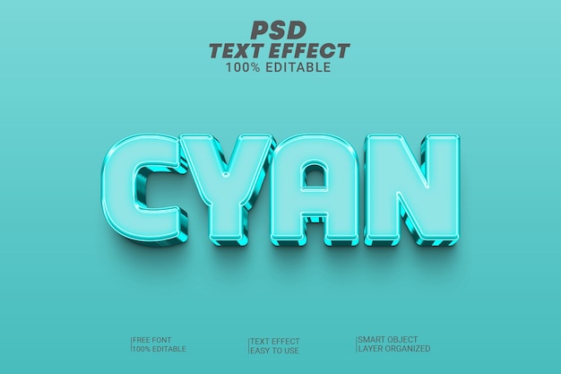 PSD Cyan 3d text effect style