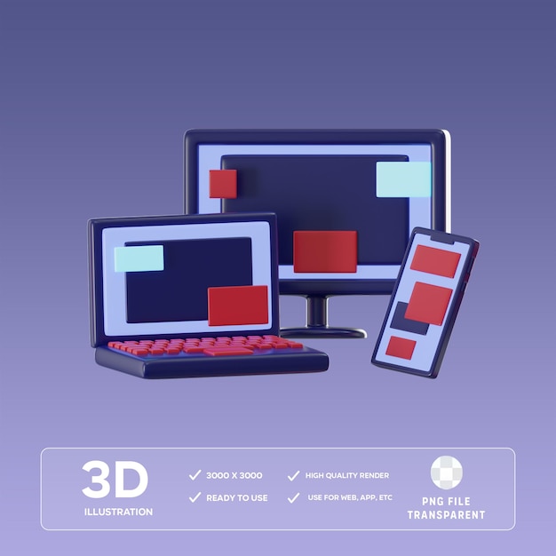 PSD cyberbezpieczeństwo 3D Ilustracja
