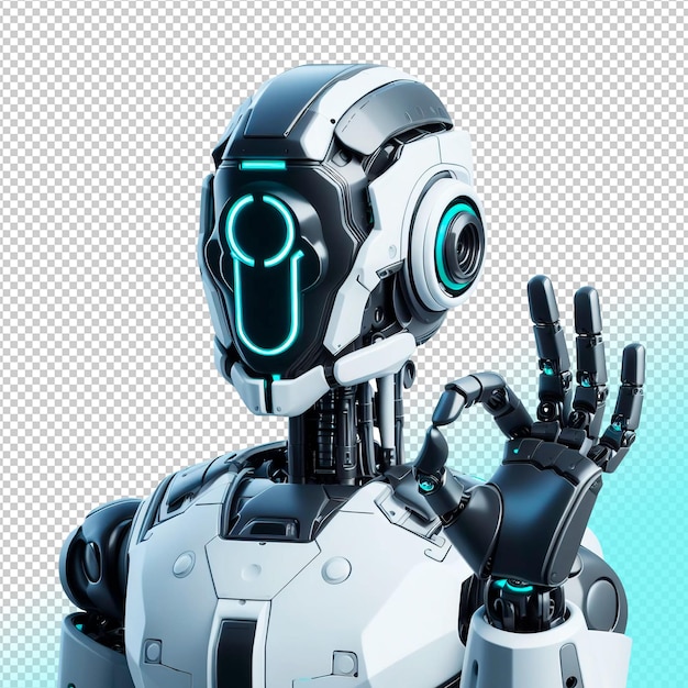 PSD psd cyborg robot showing ok on a transparent background