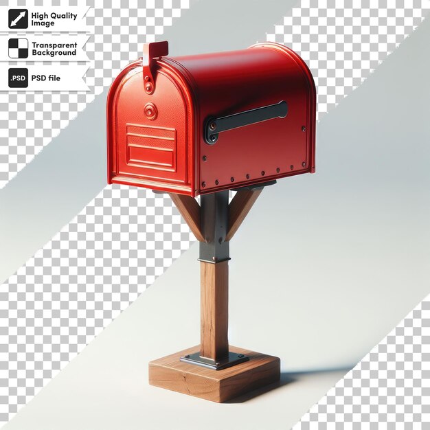 PSD psd czerwona skrzynka pocztowa z pocztą na przezroczystym tle z edytowalną warstwą maski