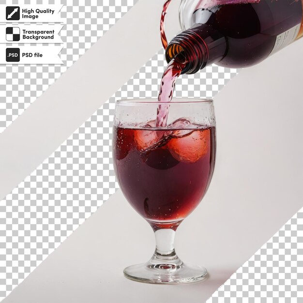 PSD psd czerwone wino wlewane do szklanki z winogronami na przezroczystym tle z edytowalną warstwą maski