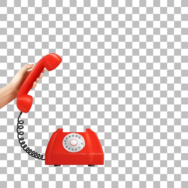 PSD czerwony telefon z ręką trzymającą telefon, który mówi zatrzymać z przezroczystym tłem