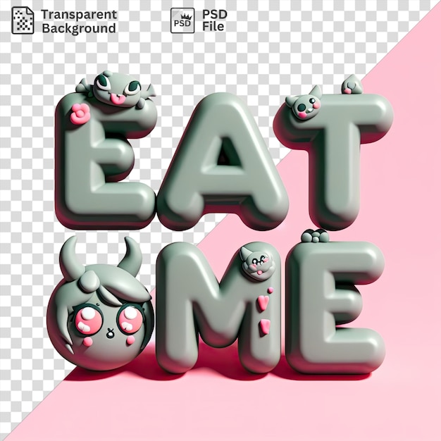 PSD psd eat me text effect: 만화 캐릭터의 3d 렌더링