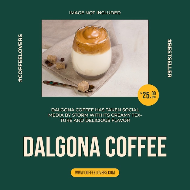 PSD psd dalgona coffee instagram post template