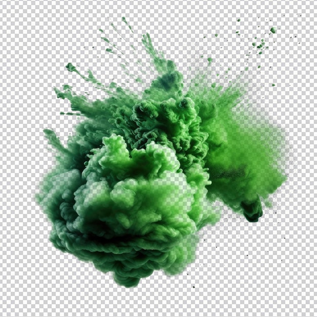 PSD Dark green powder explosion isolated on transparent background HD PNG