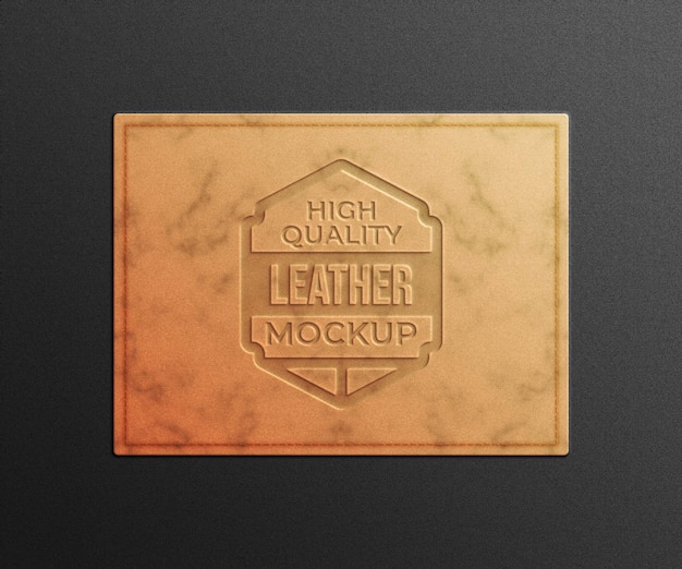 PSD psd debossed logo mockup on leather