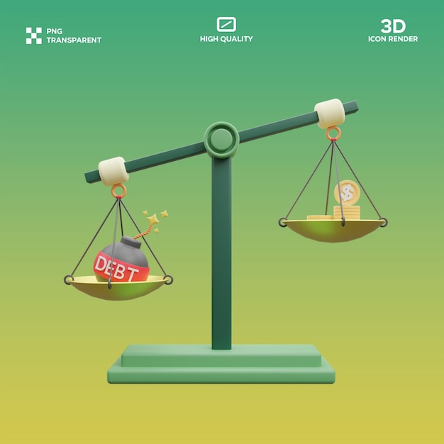 psd debt revenue balance 3d illustration