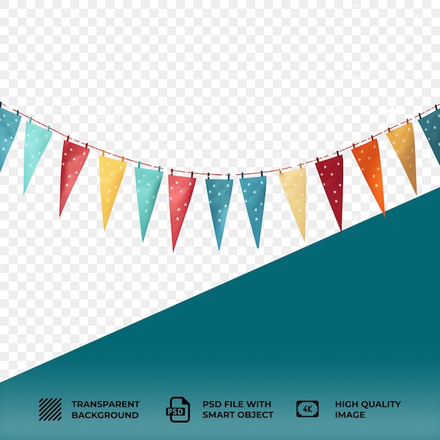 PSD psd decorative colorful party slingers pennants isolated on transparent background