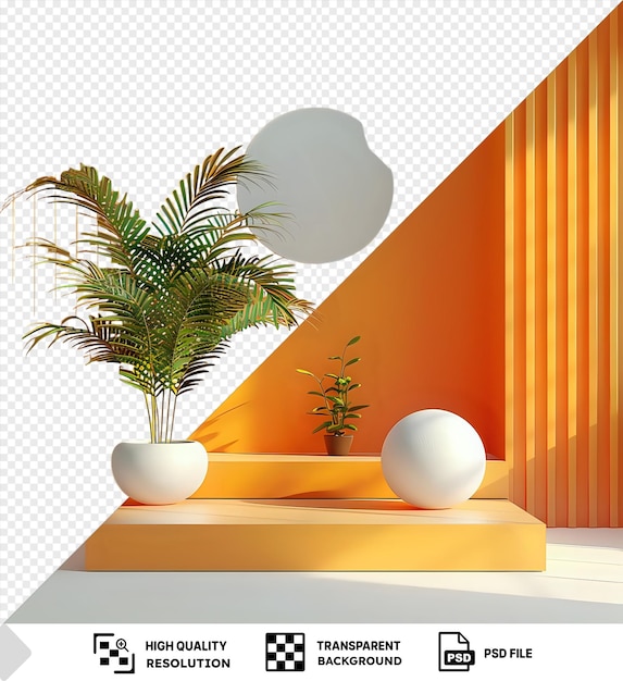Psd decorum word in a dictionary decorum concept with a white vase and green plant on a white floor against an orange wall png psd