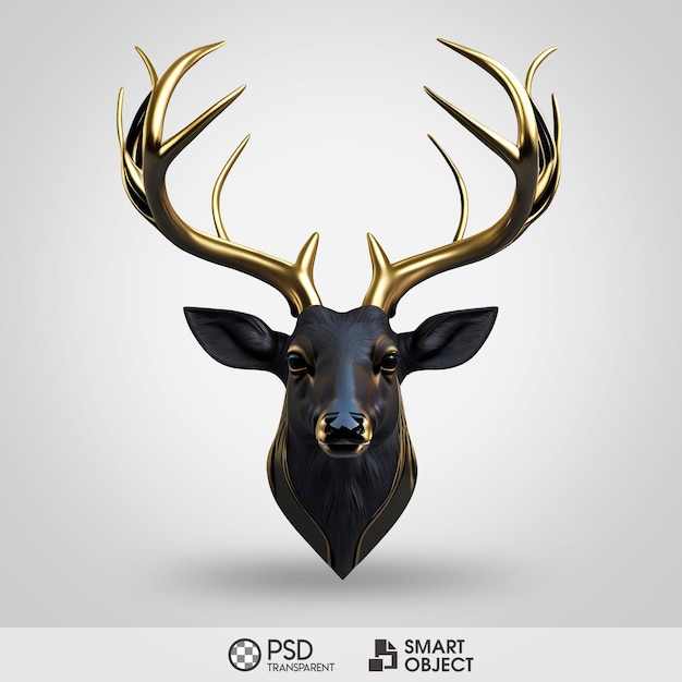 PSD psd deer head black gold transparent background