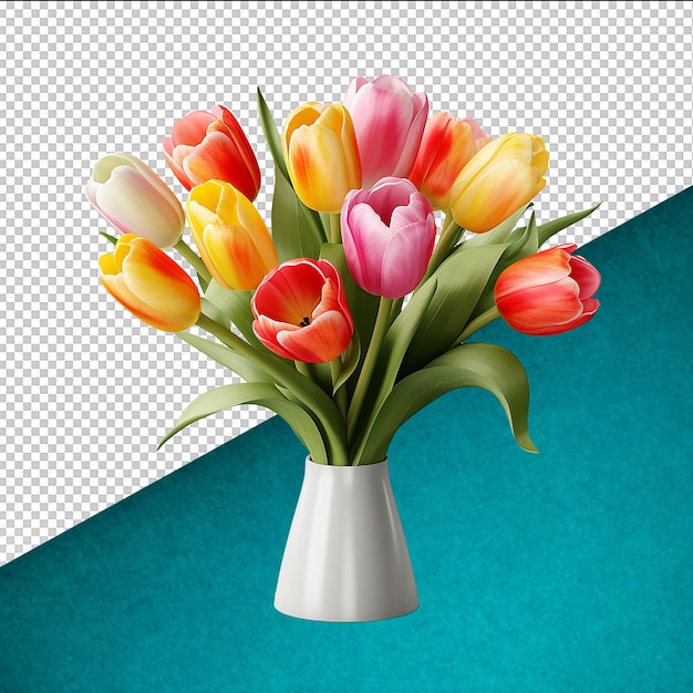 PSD psd delicate tulip bouquet on transparent background