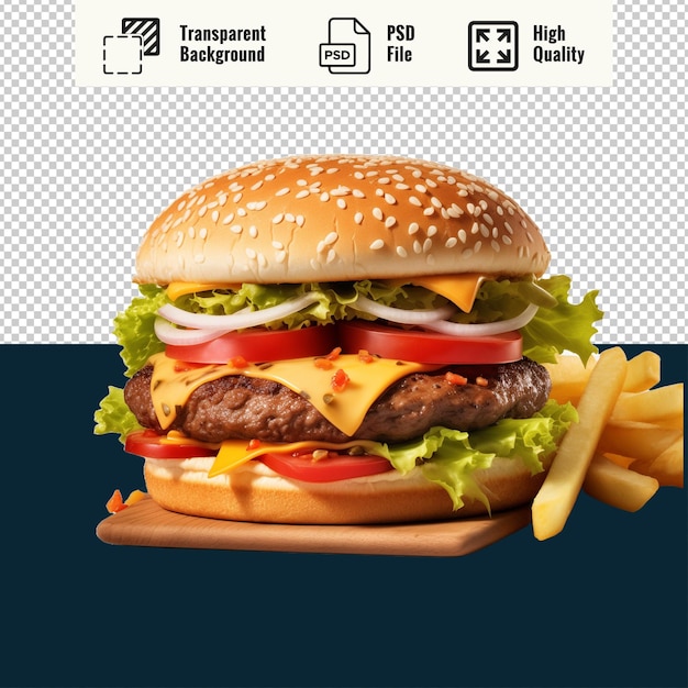 PSD deliciosa hamburguesa con papas