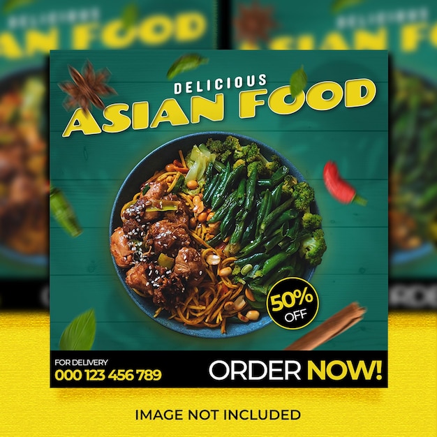 PSD Delicious Asian Food for Social Media Template