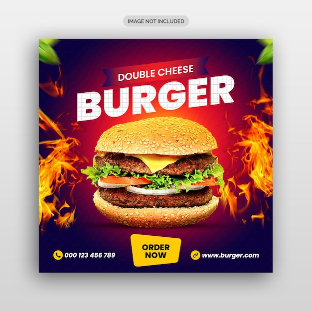 PSD delicious burger and food menu social media banner template