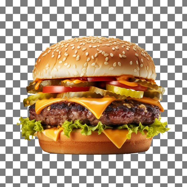 Psd delizioso hamburger isolato su uno sfondo trasparente