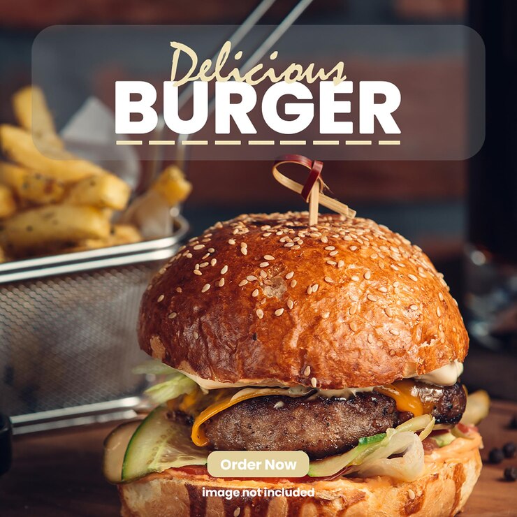 PSD psd delicious burger szablon postów na instagramie