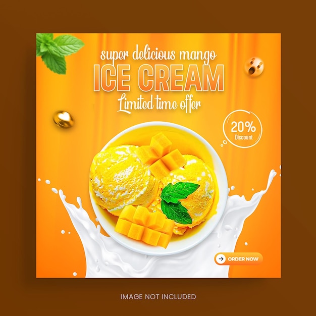 Premium PSD  Delicious dessert ice cream for social media