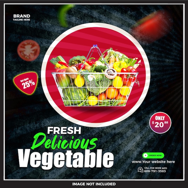 PSD psd delicious fresh vegetables социальные сети пост или шаблон веб-баннера