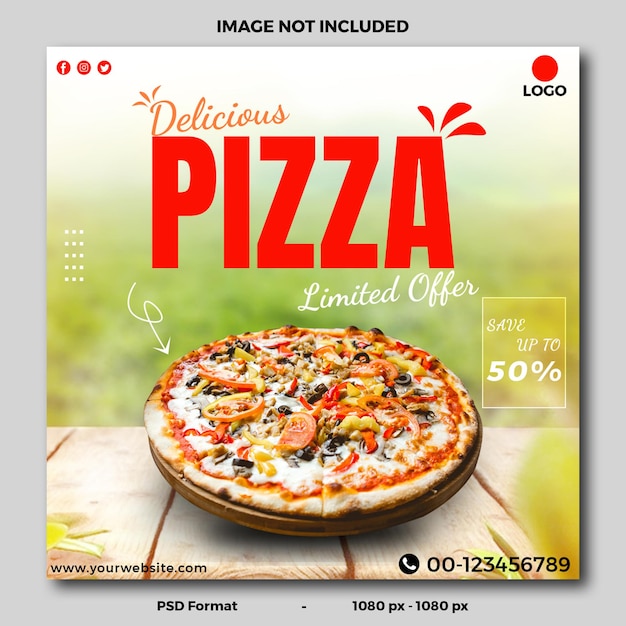 Psd delicious pizza sale social media template