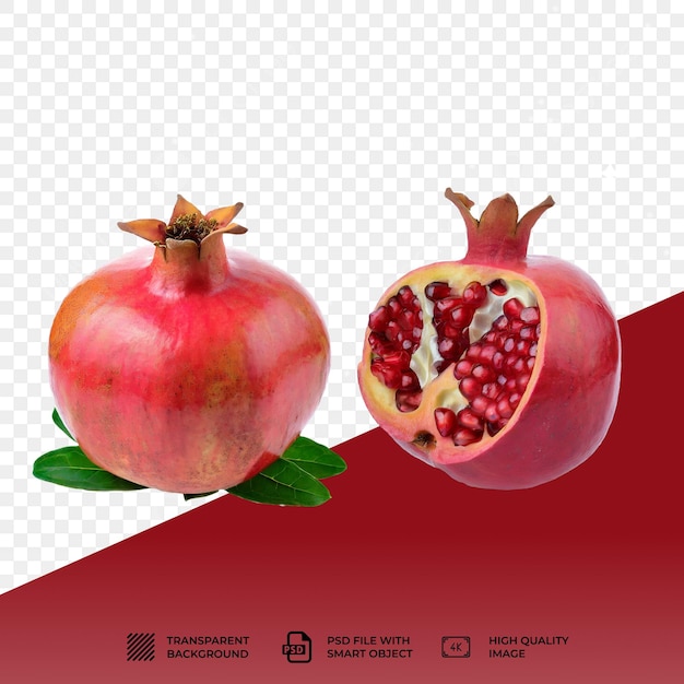 Psd delicious pomegranate isolated on transparent background