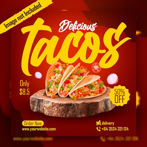 PSD psd delicious tacos social media food menu template