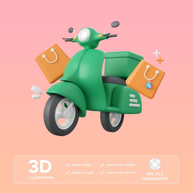 PSD delivery bike 3D Illustration
