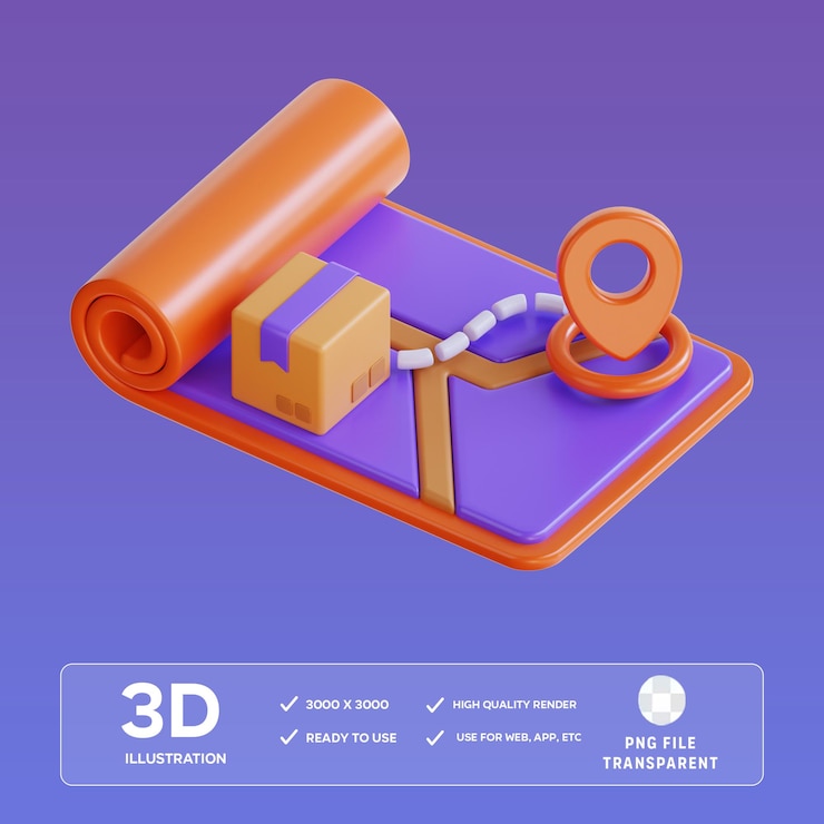 PSD место доставки psd 3d иллюстрация