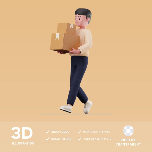 PSD デリバリーマン 3D イラスト