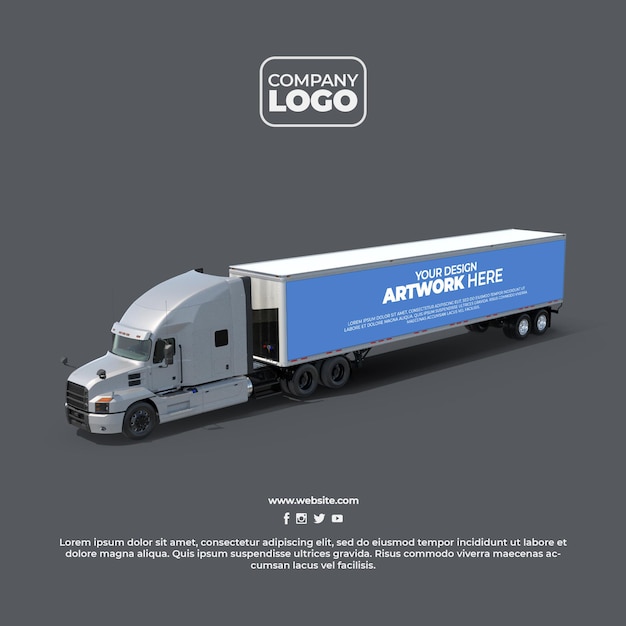 PSD psd delivery truck mockup with alpha background