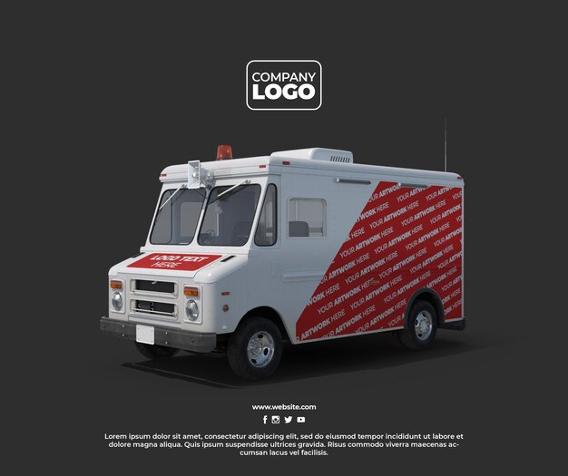 PSD Delivery Truck mockup with alpha background