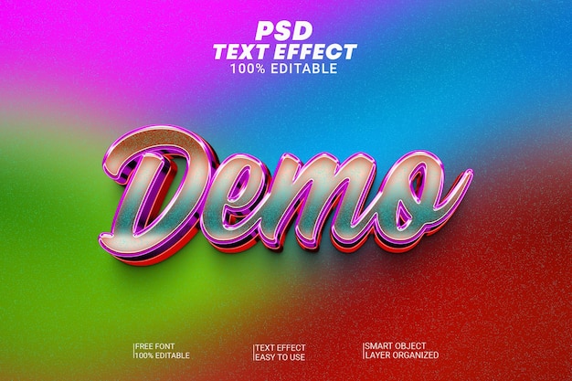 Effetto di stile di testo 3d modificabile psd demo