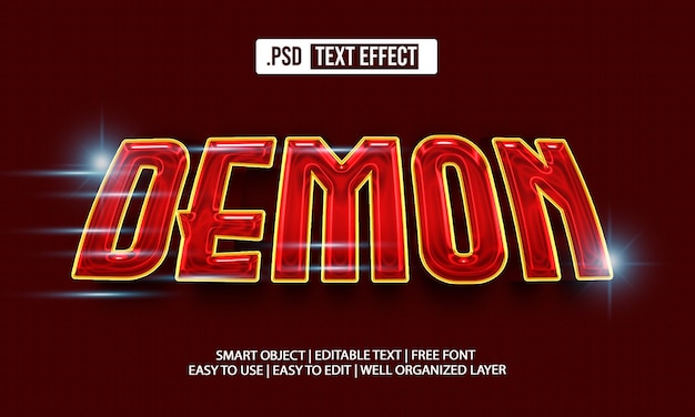 PSD 데몬 3D 스타일 텍스트 효과 편집 가능
